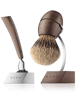 Acca Kappa Men's Grooming Shaving Set with Stand - Wenge Wood - Pure Silver Brush - "Mach 3" Razor Scheren kit