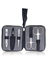 Erbe Solingen Manicure etui van leer met ritssluiting en hanger in zwart Manicureset 5-teilig