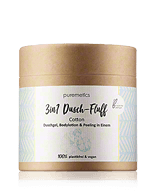 puremetics 3in1 Douchepluis Cotton - Duschgel, Bodylotion & Peeling in Einem 250g