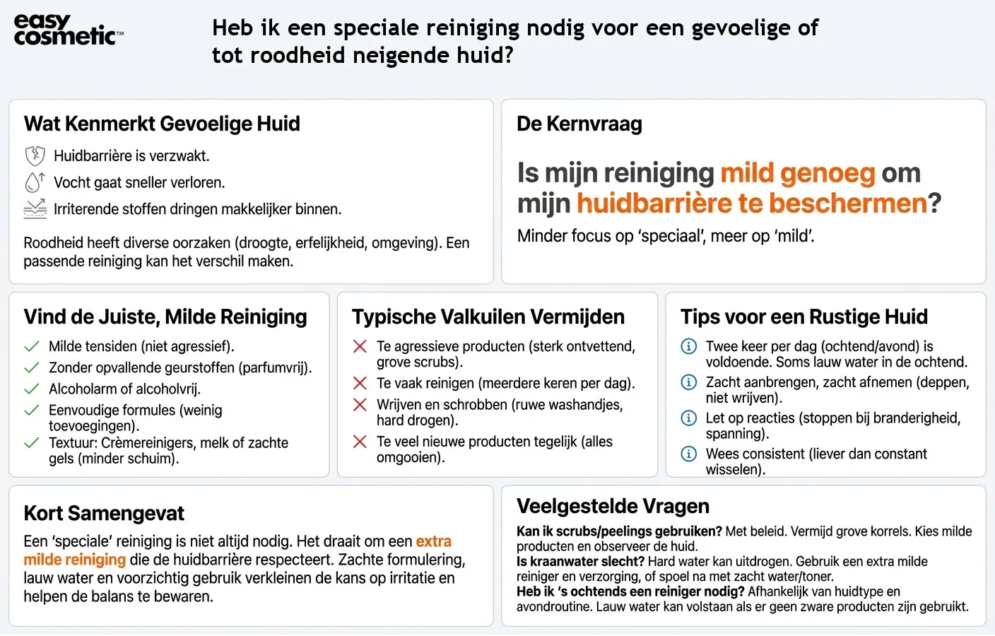 Heb ik een speciale reiniging nodig voor een gevoelige of tot roodheid neigende huid?