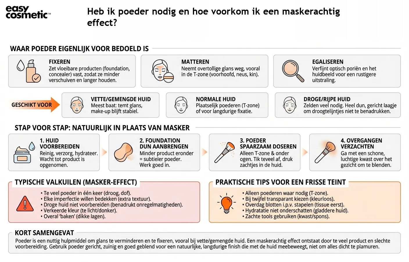 Heb ik poeder nodig en hoe voorkom ik een maskerachtig effect?