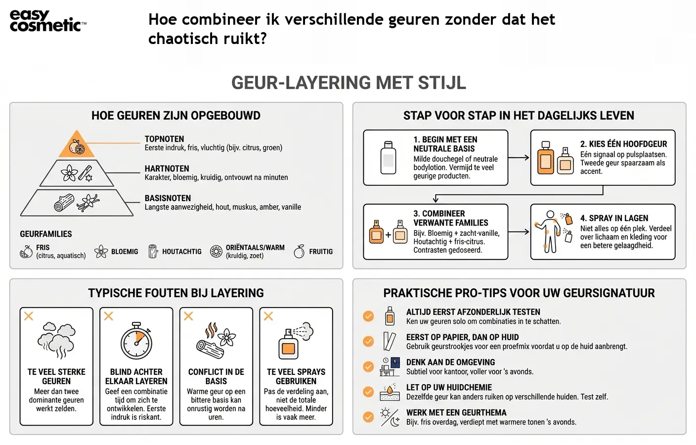 Hoe combineer ik verschillende geuren zonder dat het chaotisch ruikt?