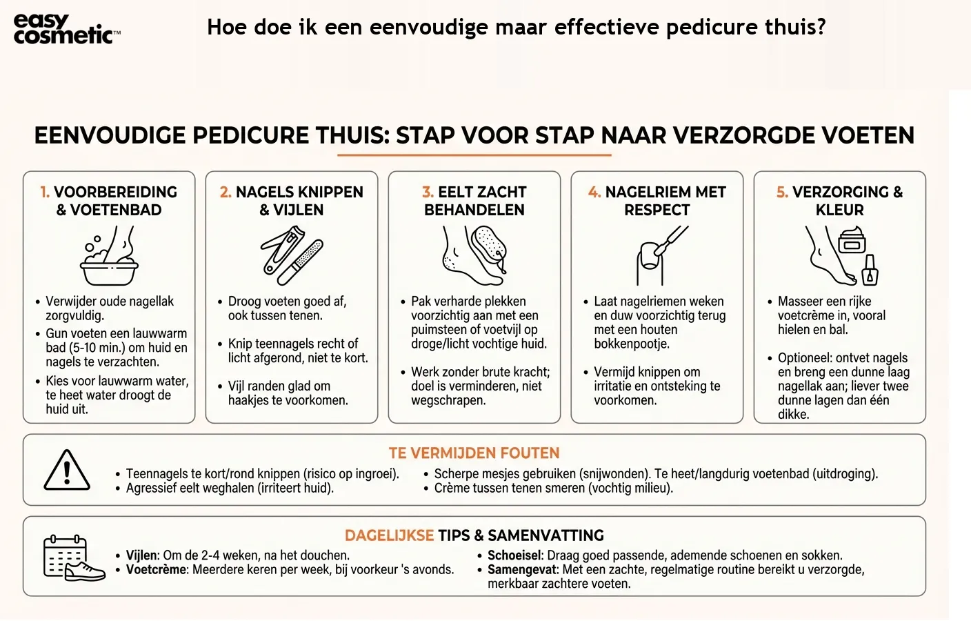 Hoe doe ik een eenvoudige maar effectieve pedicure thuis?