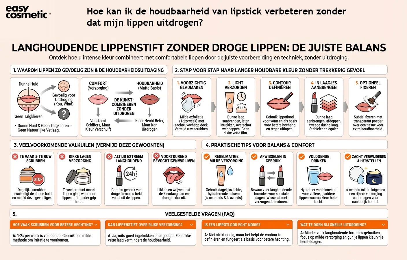 Hoe kan ik de houdbaarheid van lipstick verbeteren zonder dat mijn lippen uitdrogen?