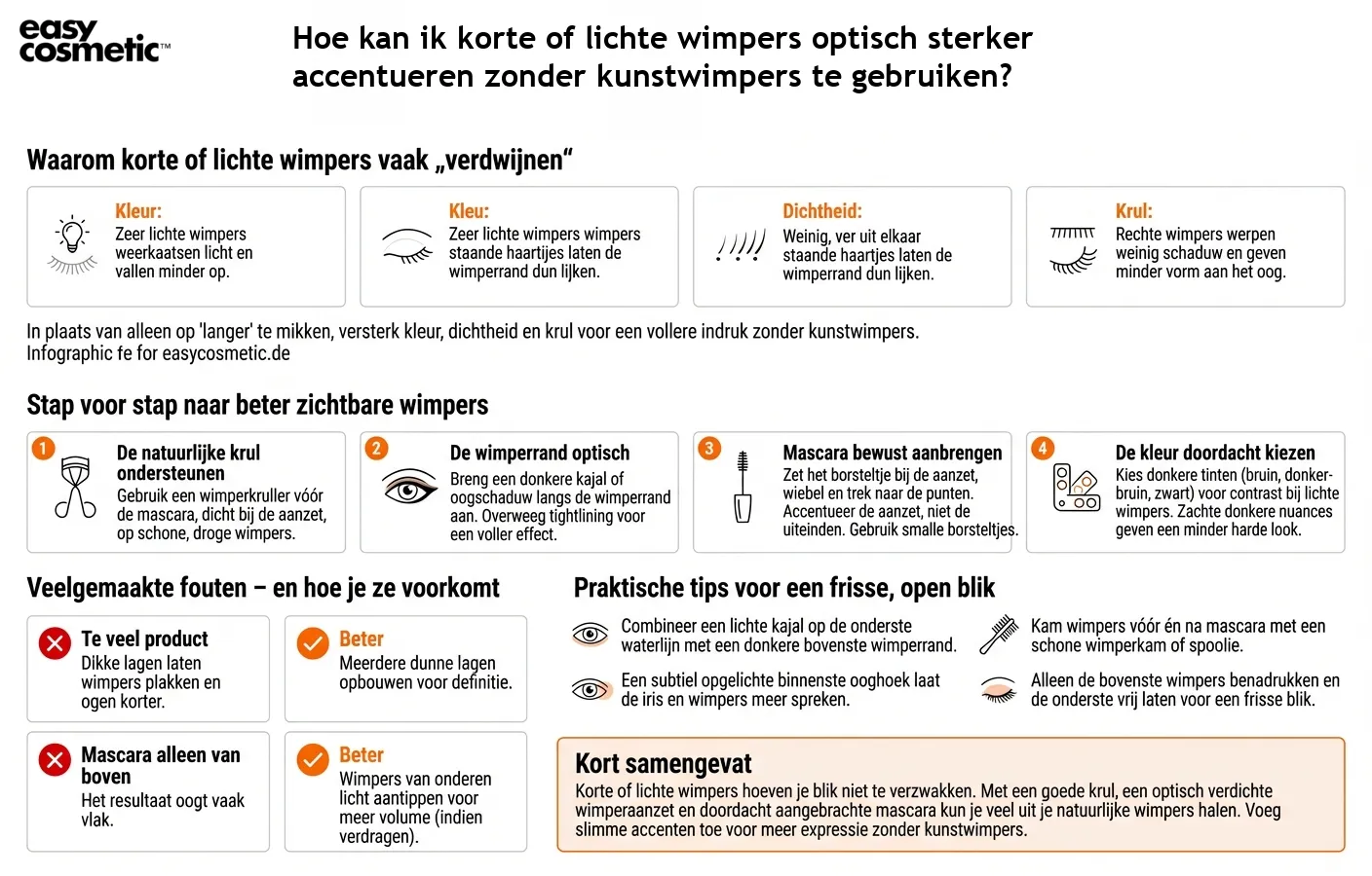 Hoe kan ik korte of lichte wimpers optisch sterker accentueren zonder kunstwimpers te gebruiken?