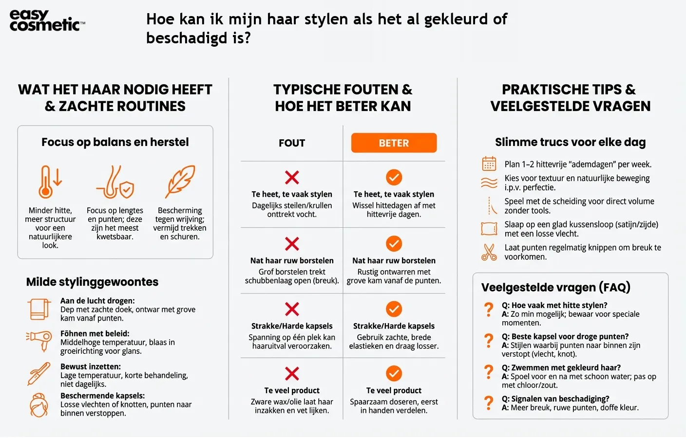 Hoe kan ik mijn haar stylen als het al gekleurd of beschadigd is?