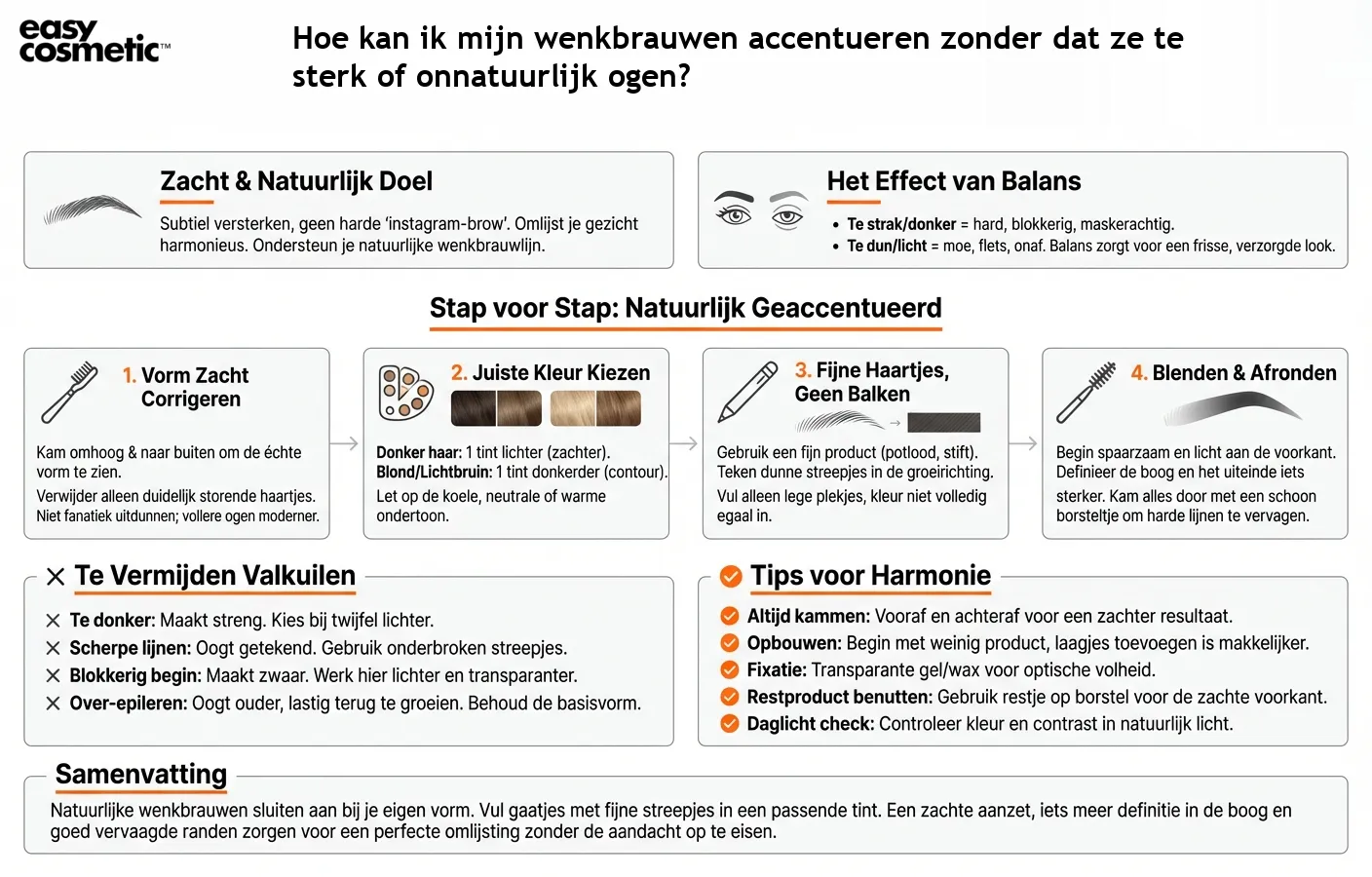 Hoe kan ik mijn wenkbrauwen accentueren zonder dat ze te sterk of onnatuurlijk ogen?