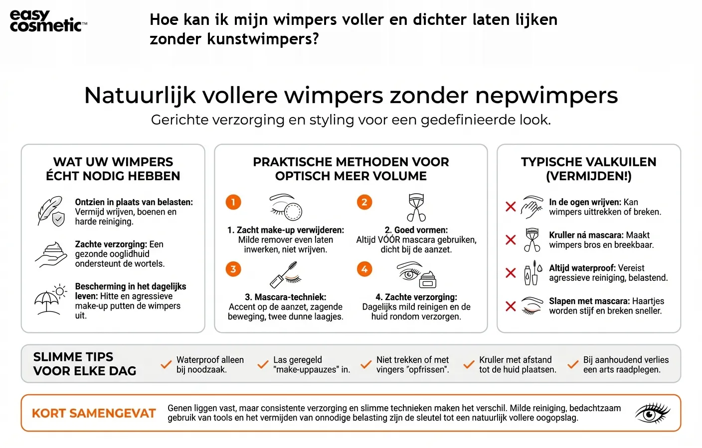 Hoe kan ik mijn wimpers voller en dichter laten lijken zonder kunstwimpers?