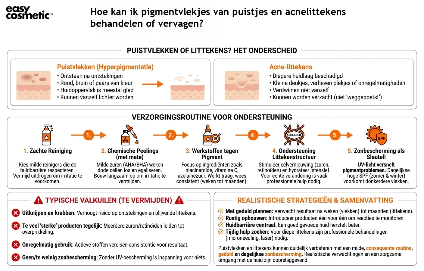 Hoe kan ik pigmentvlekjes van puistjes en acnelittekens behandelen of vervagen?