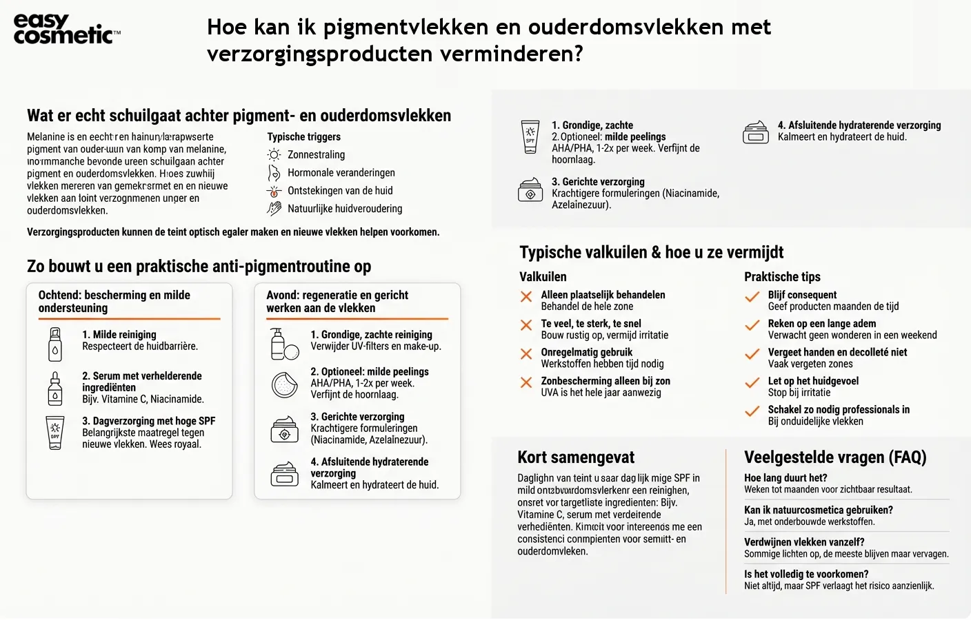 Hoe kan ik pigmentvlekken en ouderdomsvlekken met verzorgingsproducten verminderen?
