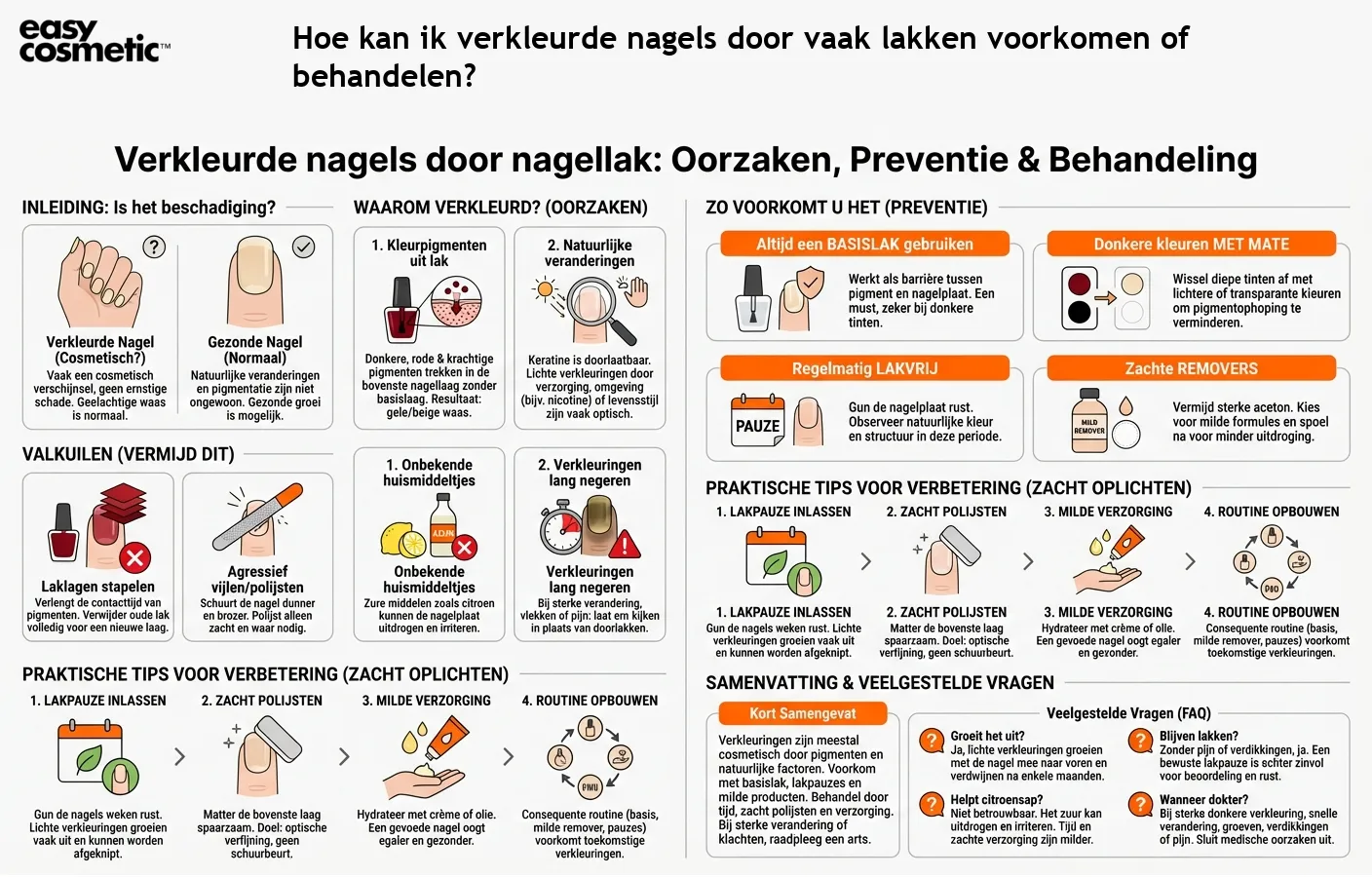 Hoe kan ik verkleurde nagels door vaak lakken voorkomen of behandelen?