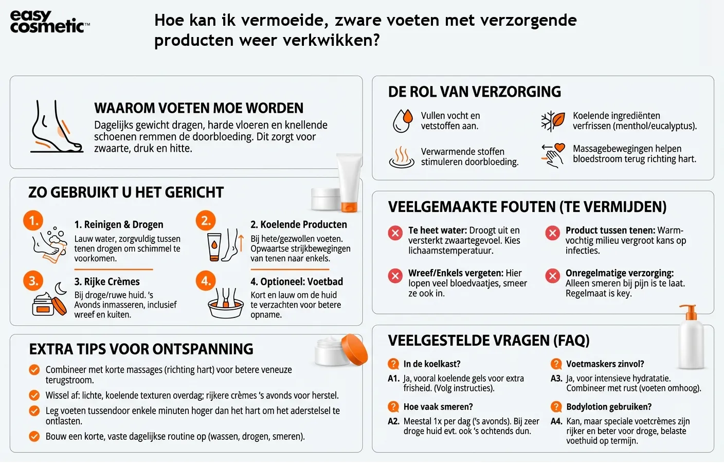 Hoe kan ik vermoeide, zware voeten met verzorgende producten weer verkwikken?
