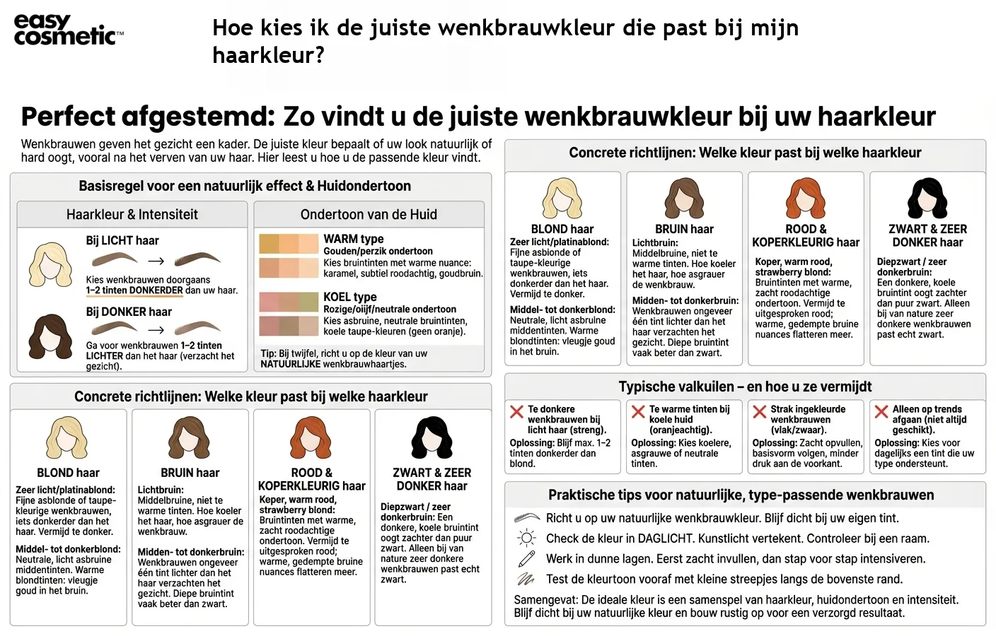 Hoe kies ik de juiste wenkbrauwkleur die past bij mijn haarkleur?
