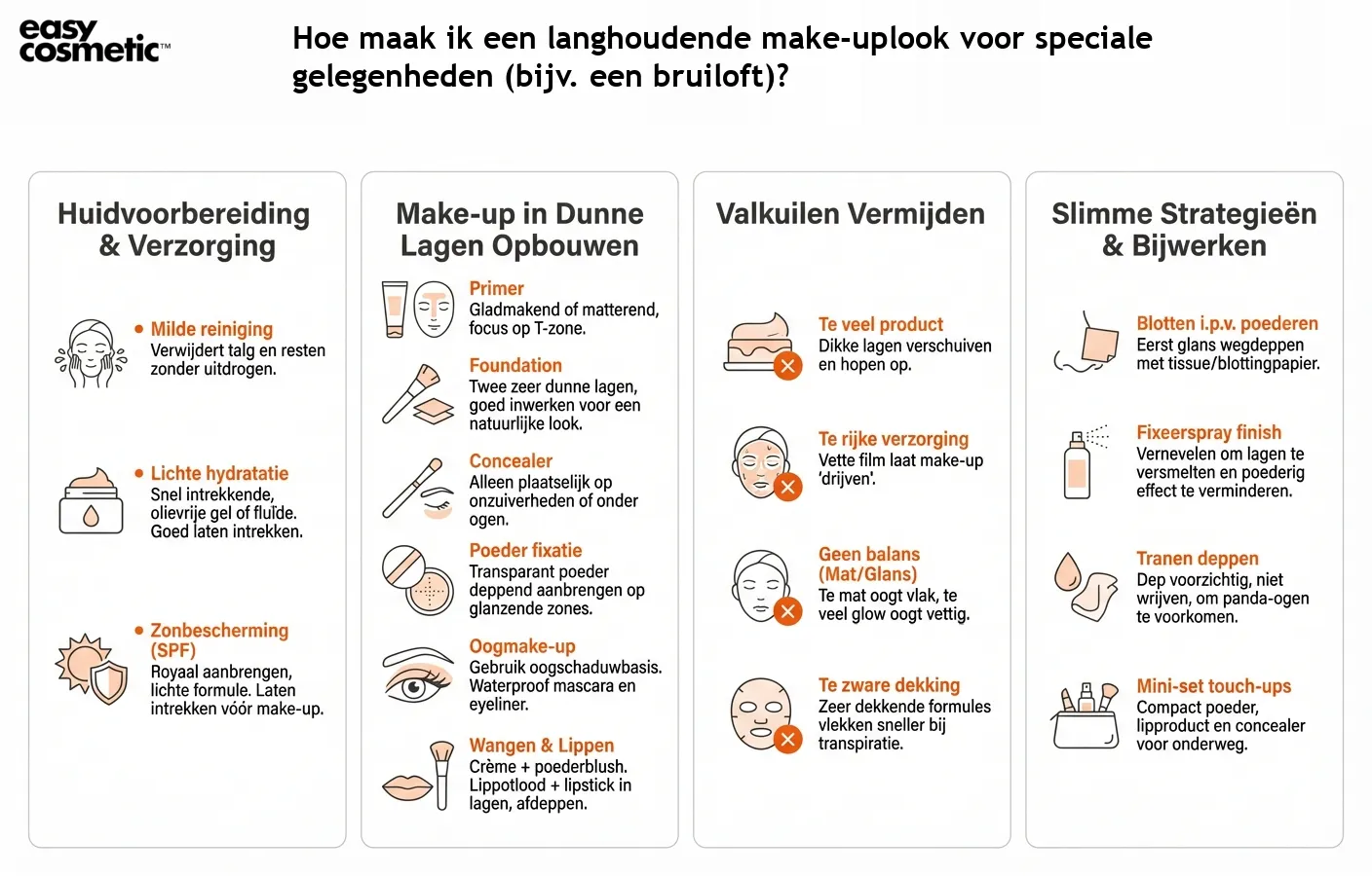 Hoe maak ik een langhoudende make-uplook voor speciale gelegenheden (bijv. een bruiloft)?