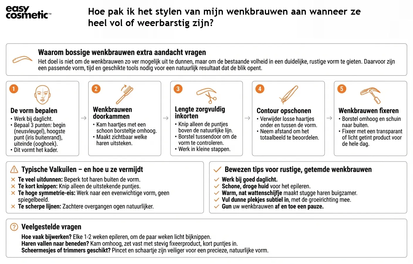 Hoe pak ik het stylen van mijn wenkbrauwen aan wanneer ze heel vol of weerbarstig zijn?