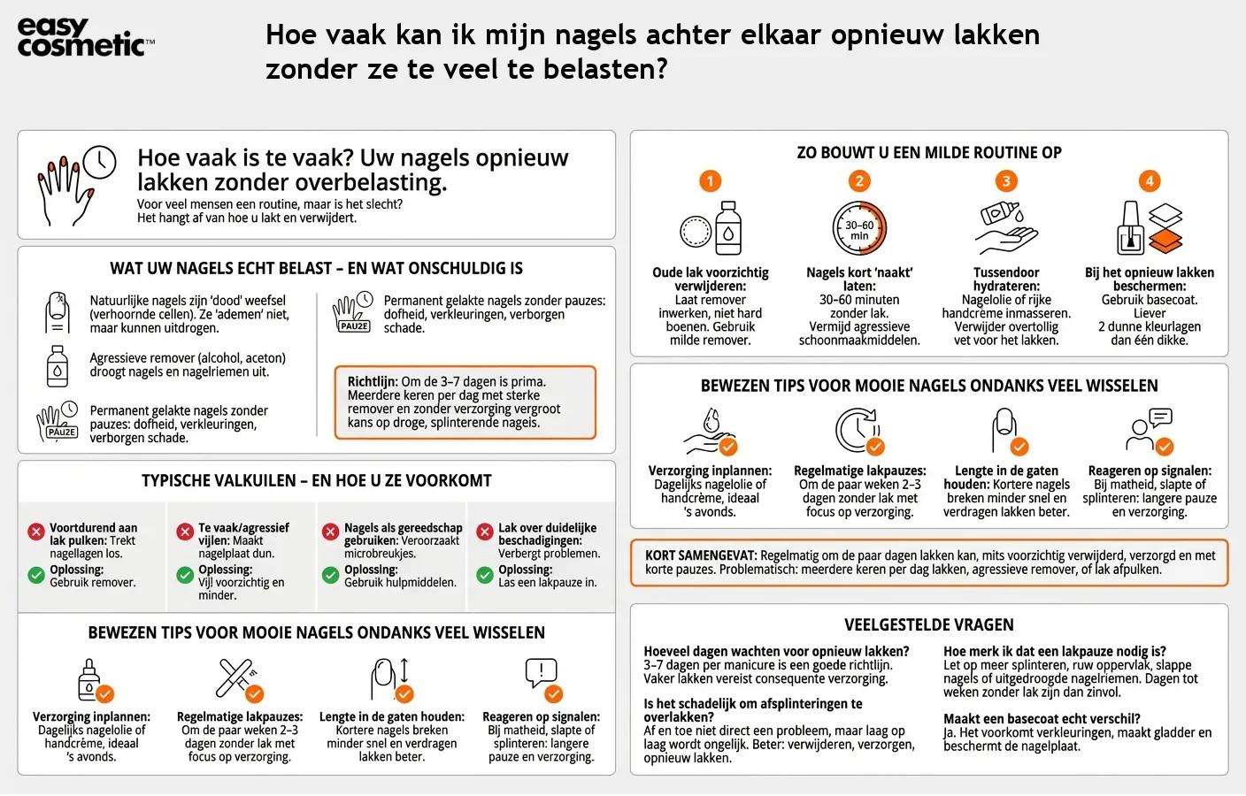 Hoe vaak kan ik mijn nagels achter elkaar opnieuw lakken zonder ze te veel te belasten?