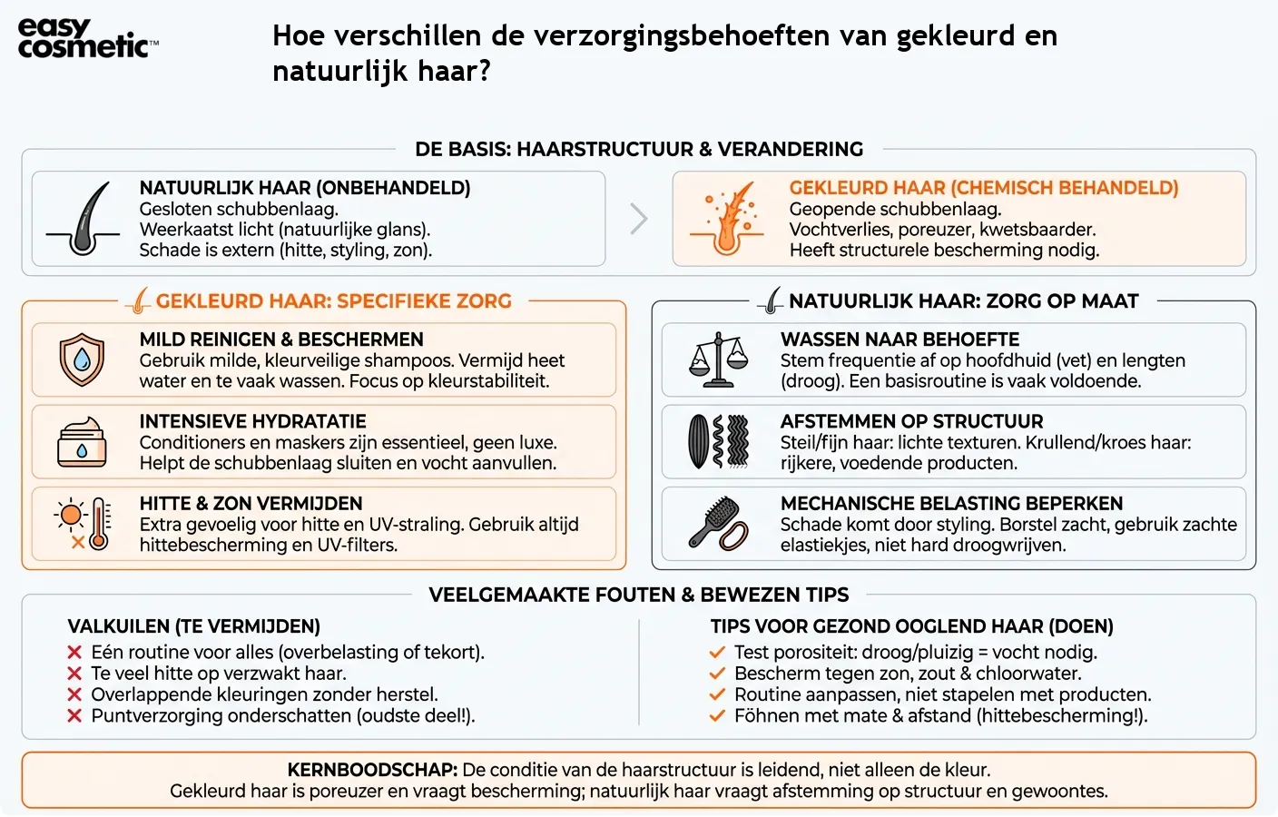 Hoe verschillen de verzorgingsbehoeften van gekleurd en natuurlijk haar?