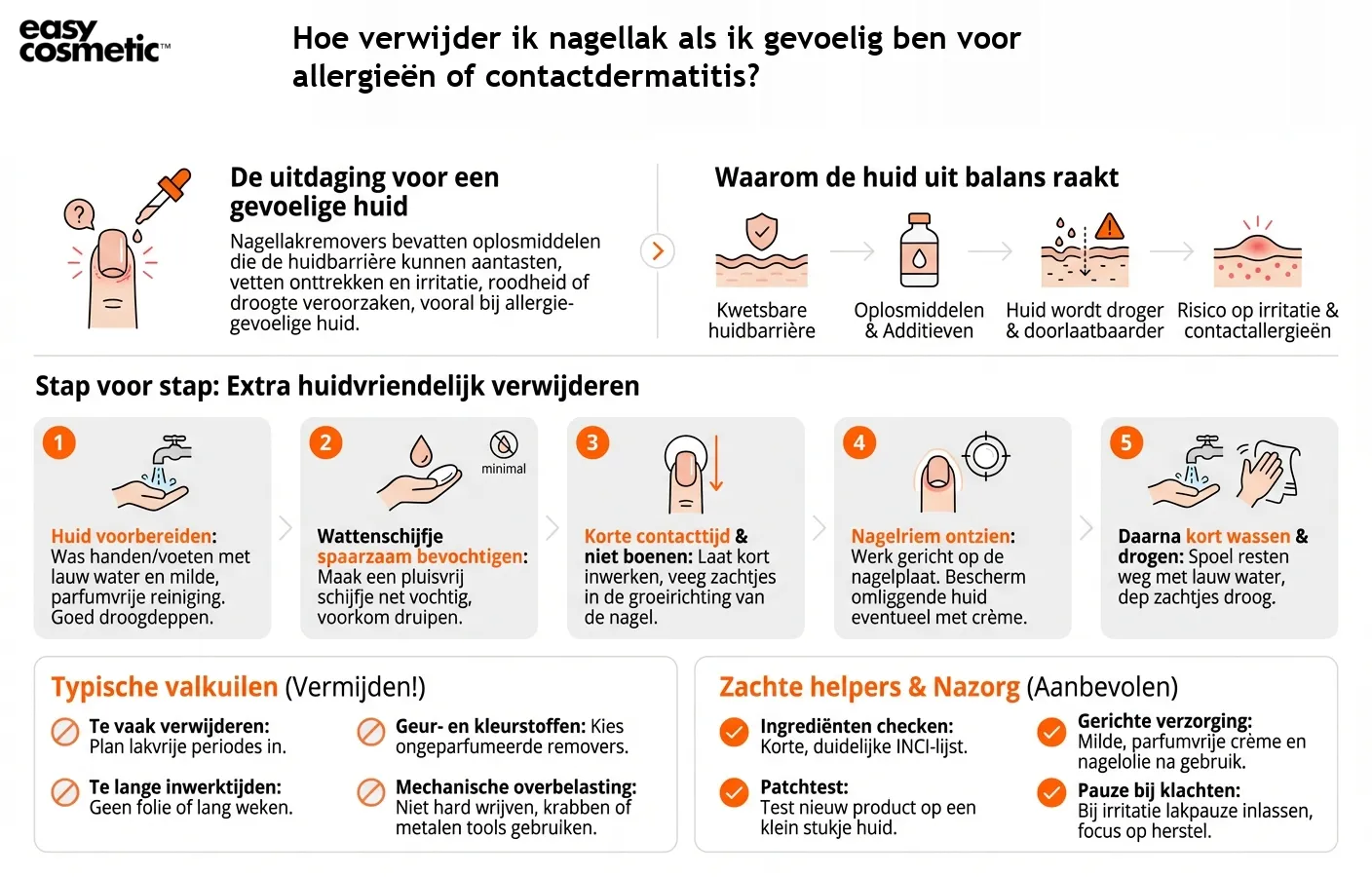Hoe verwijder ik nagellak als ik gevoelig ben voor allergieën of contactdermatitis?