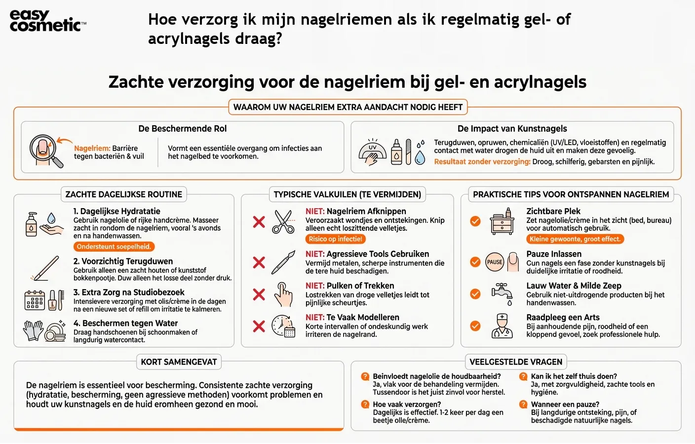 Hoe verzorg ik mijn nagelriemen als ik regelmatig gel- of acrylnagels draag?