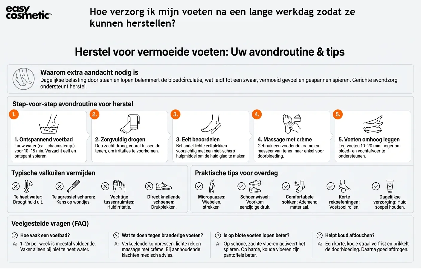 Hoe verzorg ik mijn voeten na een lange werkdag zodat ze kunnen herstellen?