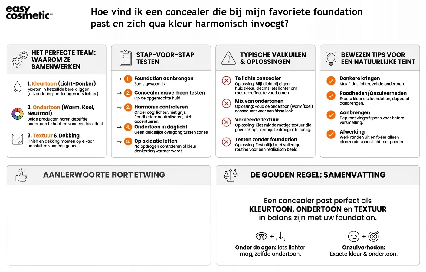 Hoe vind ik een concealer die bij mijn favoriete foundation past en zich qua kleur harmonisch invoegt?