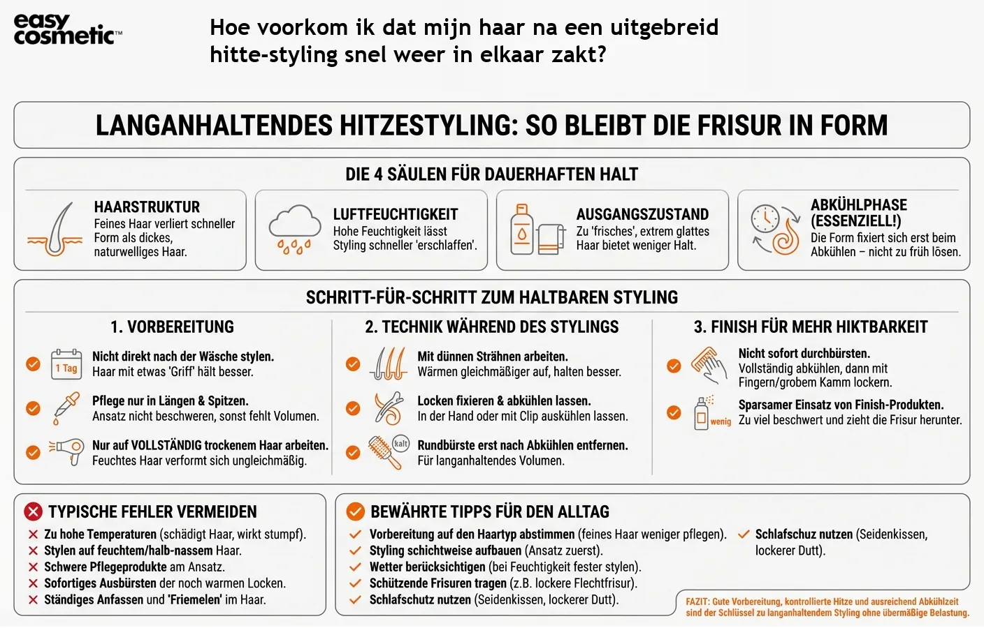 Hoe voorkom ik dat mijn haar na een uitgebreid hitte­styling snel weer in elkaar zakt?