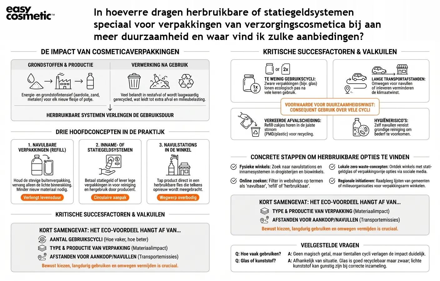 In hoeverre dragen herbruikbare of statiegeldsystemen speciaal voor verpakkingen van verzorgingscosmetica bij aan meer duurzaamheid en waar vind ik zulke aanbiedingen?