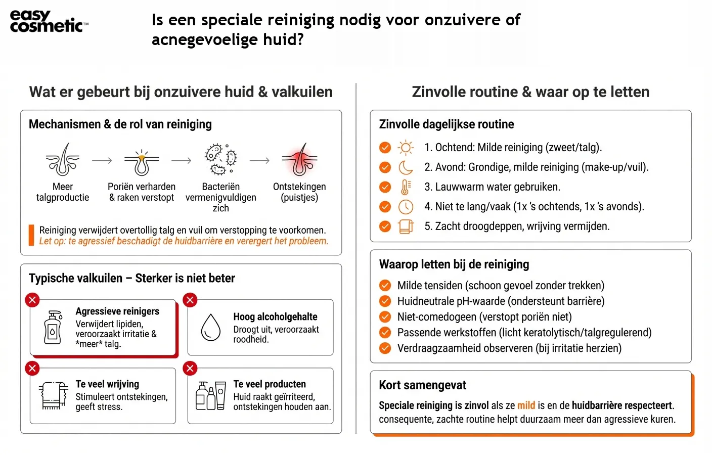 Is een speciale reiniging nodig voor onzuivere of acnegevoelige huid?
