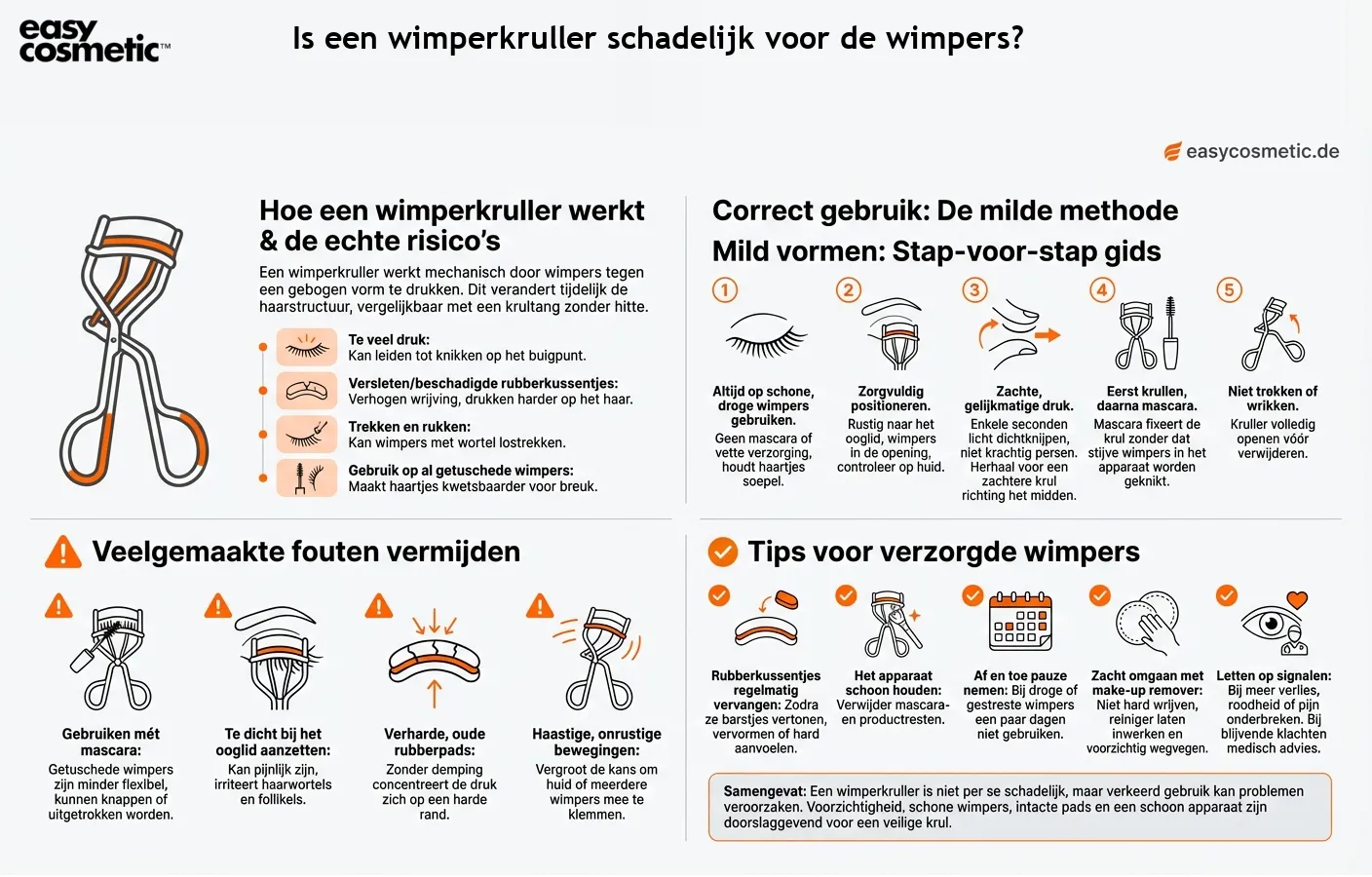 Is een wimperkruller schadelijk voor de wimpers?