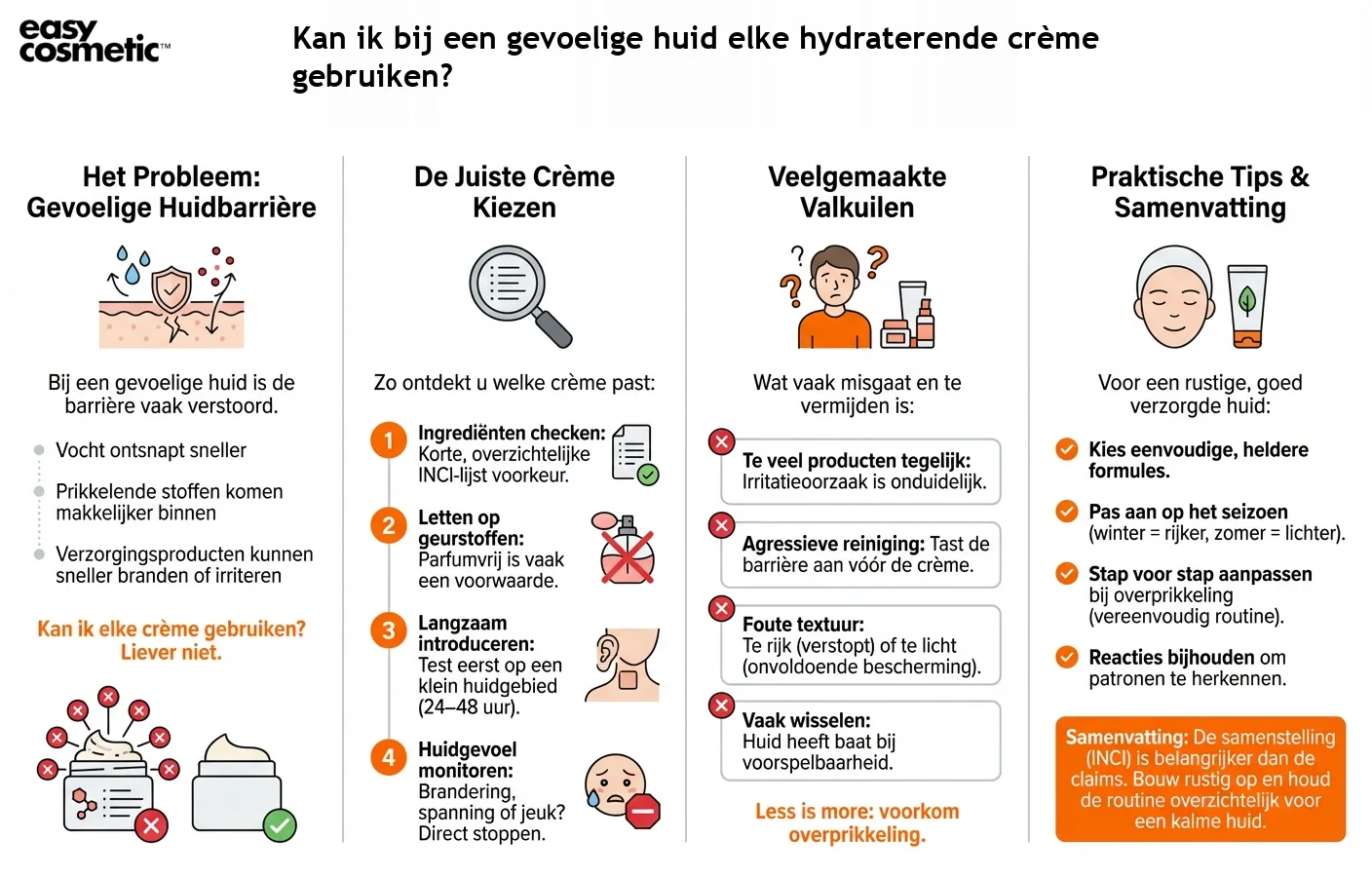 Kan ik bij een gevoelige huid elke hydraterende crème gebruiken?