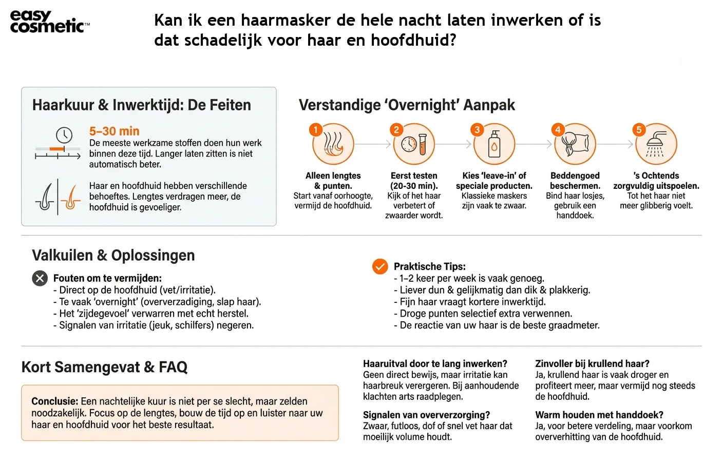 Kan ik een haarmasker de hele nacht laten inwerken of is dat schadelijk voor haar en hoofdhuid?