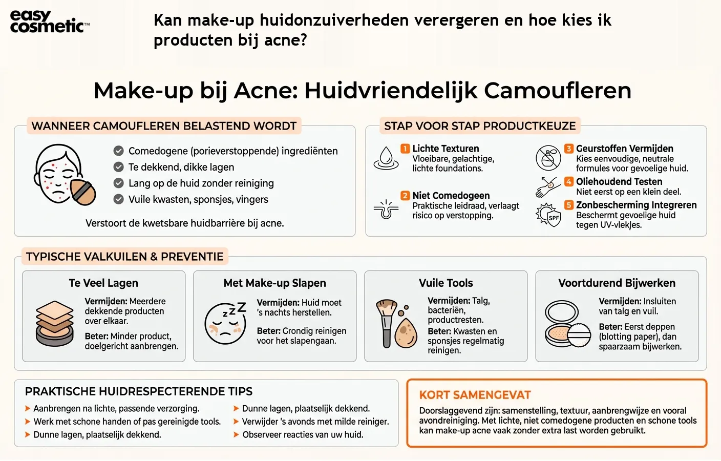 Kan make-up huidonzuiverheden verergeren en hoe kies ik producten bij acne?