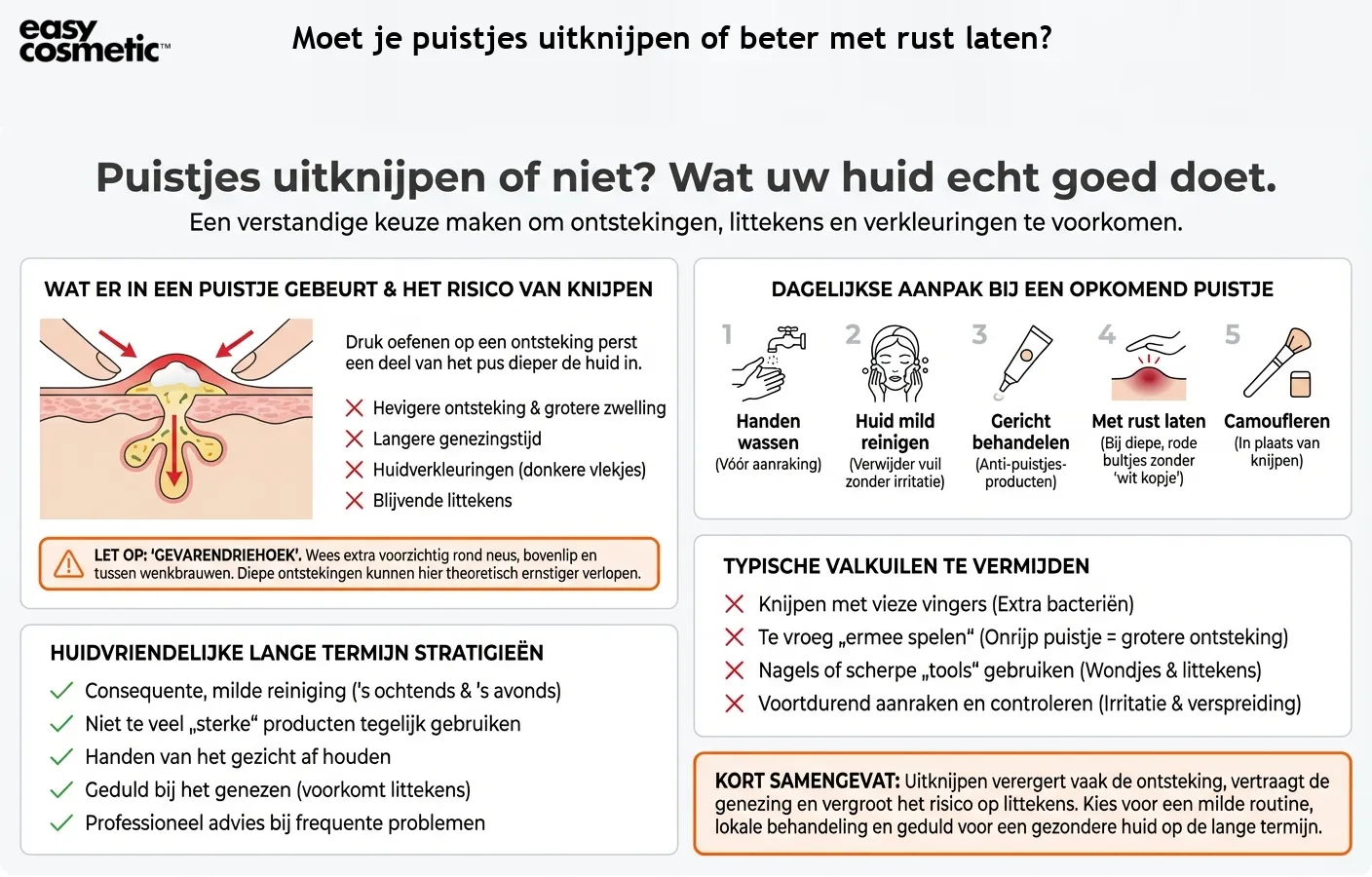 Moet je puistjes uitknijpen of beter met rust laten?