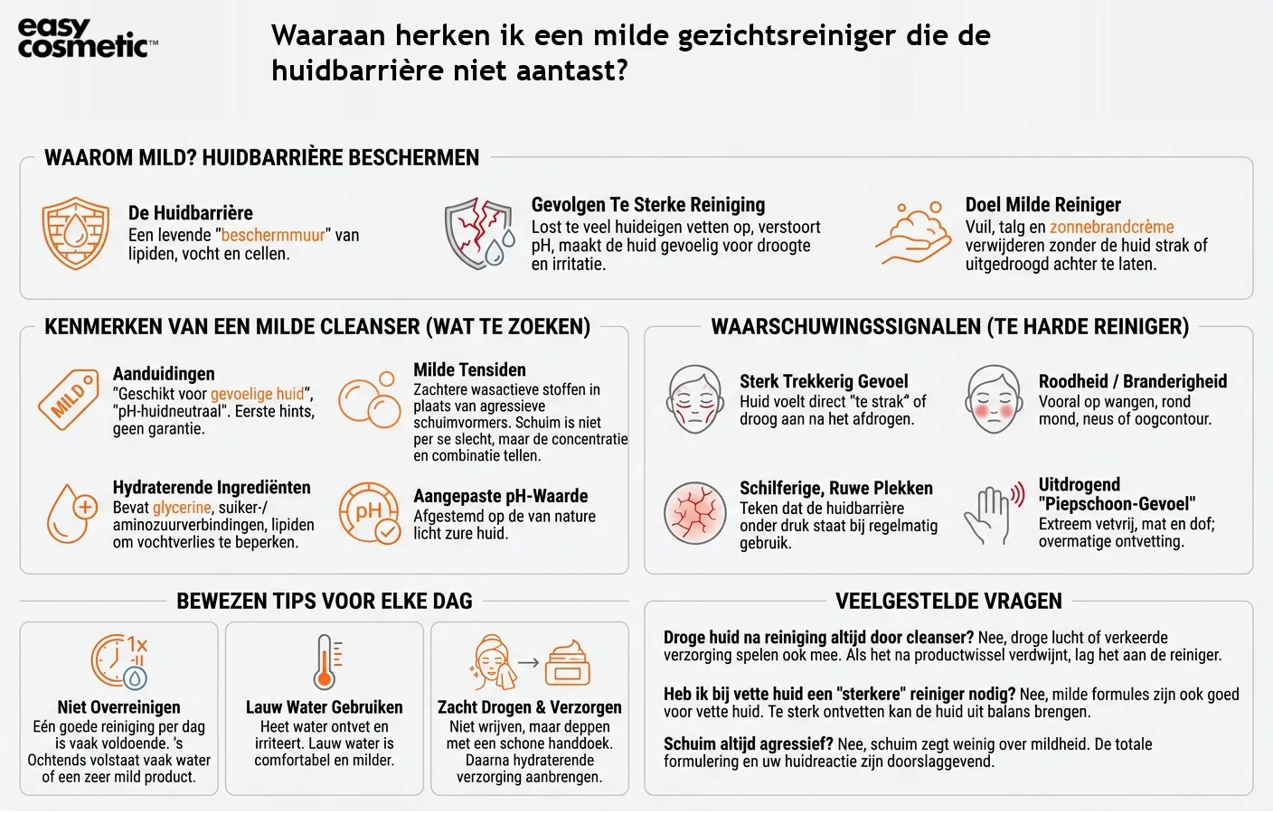 Waaraan herken ik een milde gezichtsreiniger die de huidbarrière niet aantast?