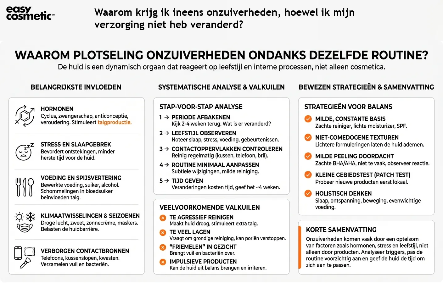 Waarom krijg ik ineens onzuiverheden, hoewel ik mijn verzorging niet heb veranderd?