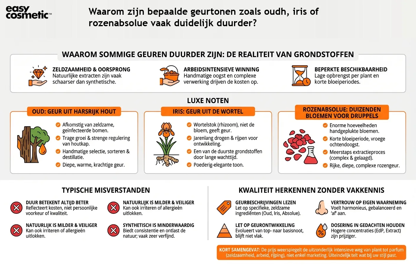 Waarom zijn bepaalde geurtonen zoals oudh, iris of rozenabsolue vaak duidelijk duurder?