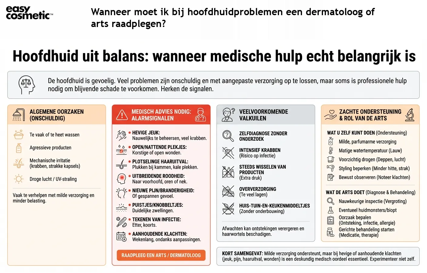 Wanneer moet ik bij hoofdhuidproblemen een dermatoloog of arts raadplegen?