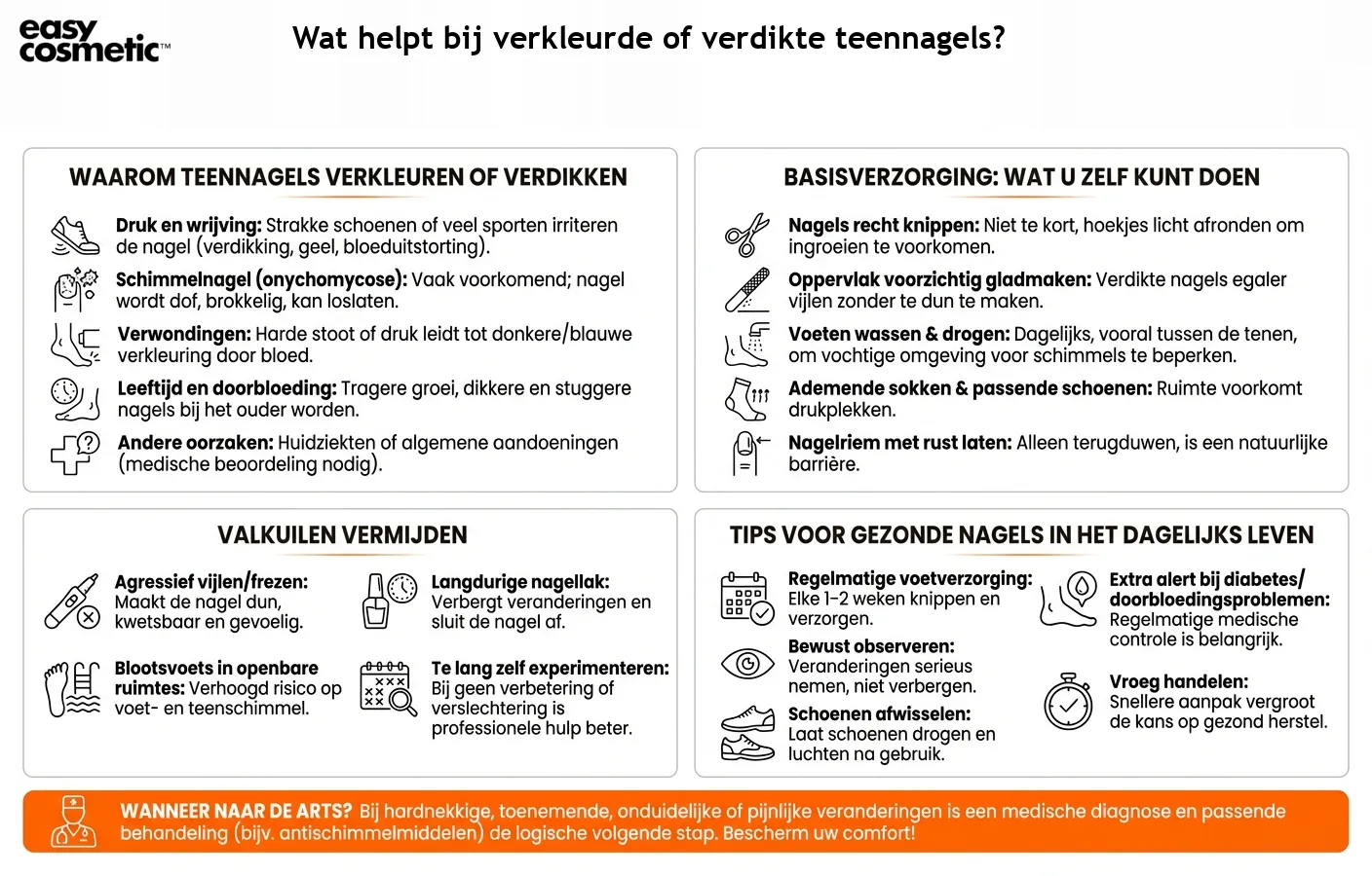 Wat helpt bij verkleurde of verdikte teennagels?