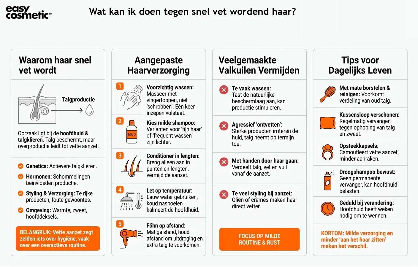 Wat kan ik doen tegen snel vet wordend haar?