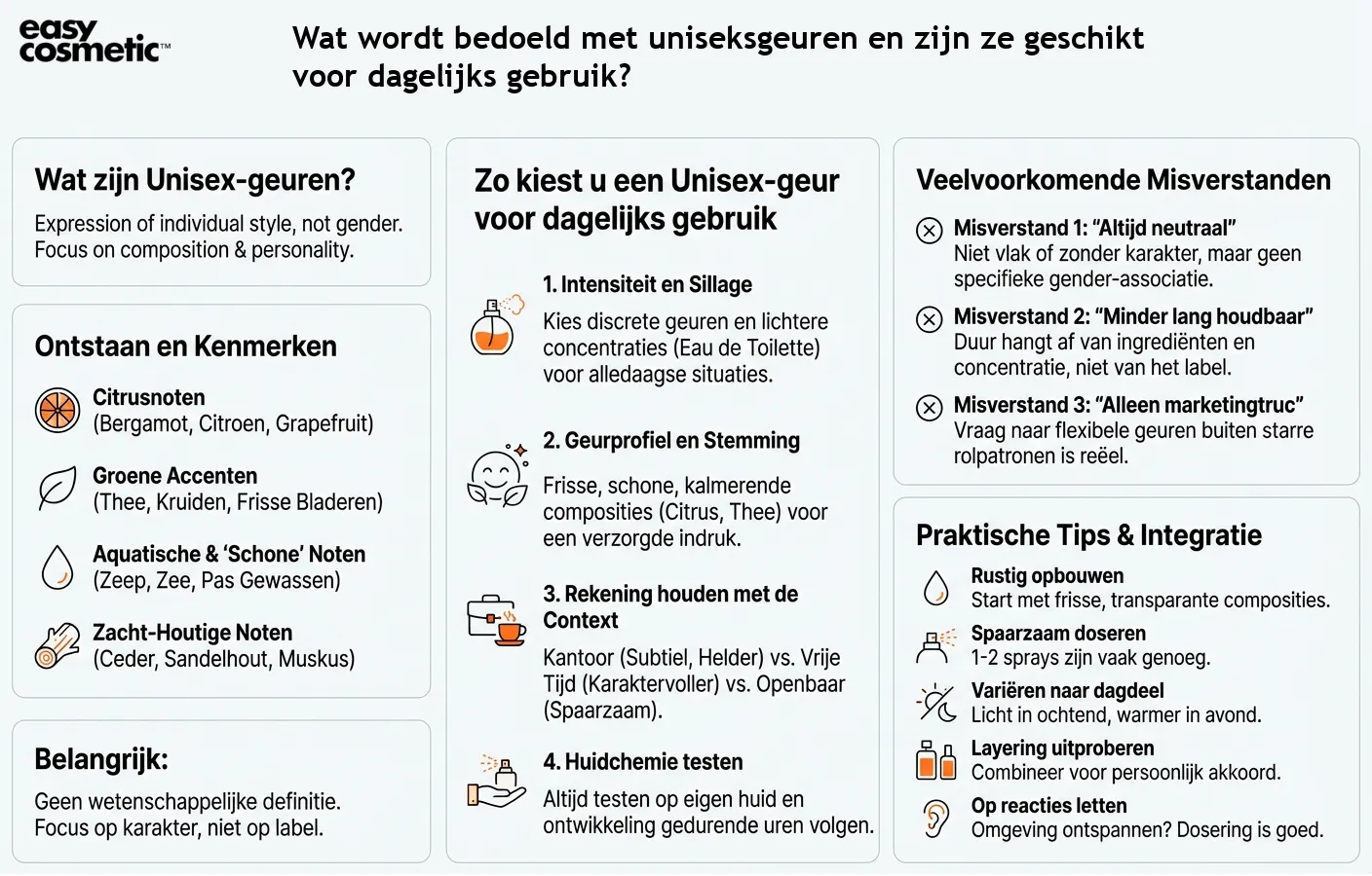 Wat wordt bedoeld met uniseksgeuren en zijn ze geschikt voor dagelijks gebruik?