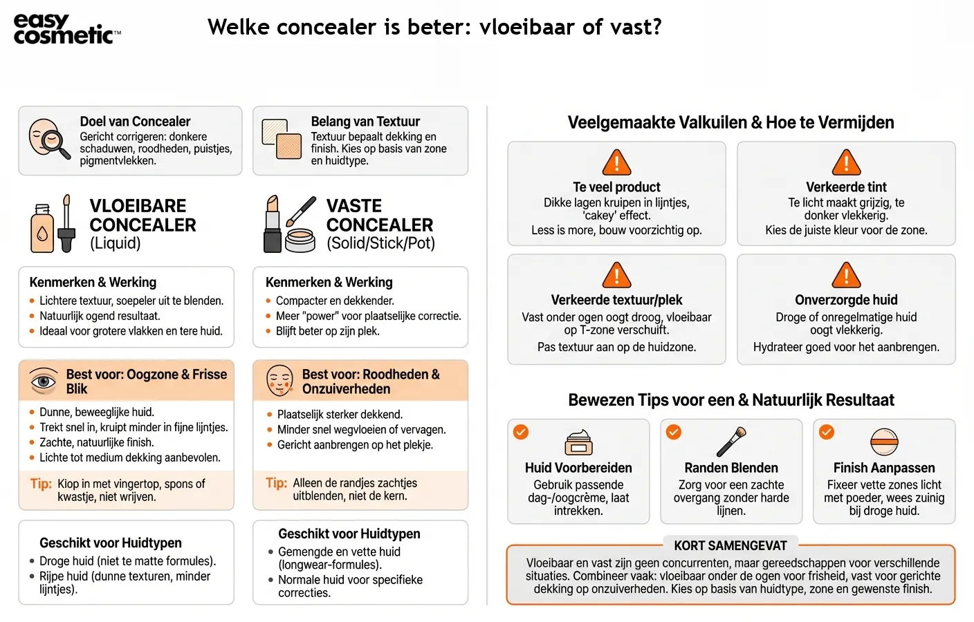 Welke concealer is beter: vloeibaar of vast?