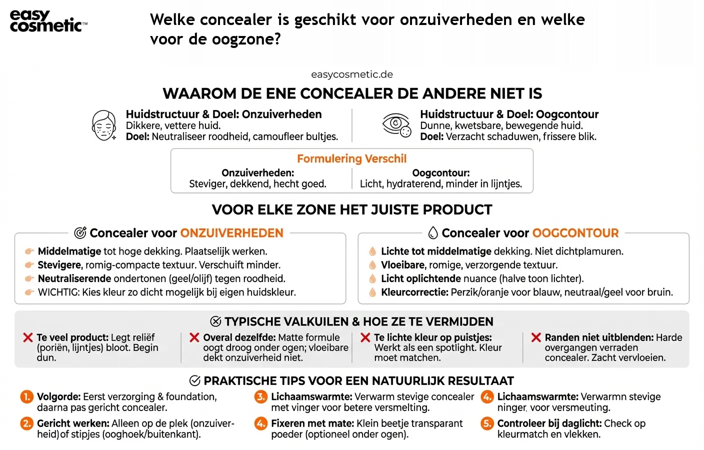 Welke concealer is geschikt voor onzuiverheden en welke voor de oogzone?
