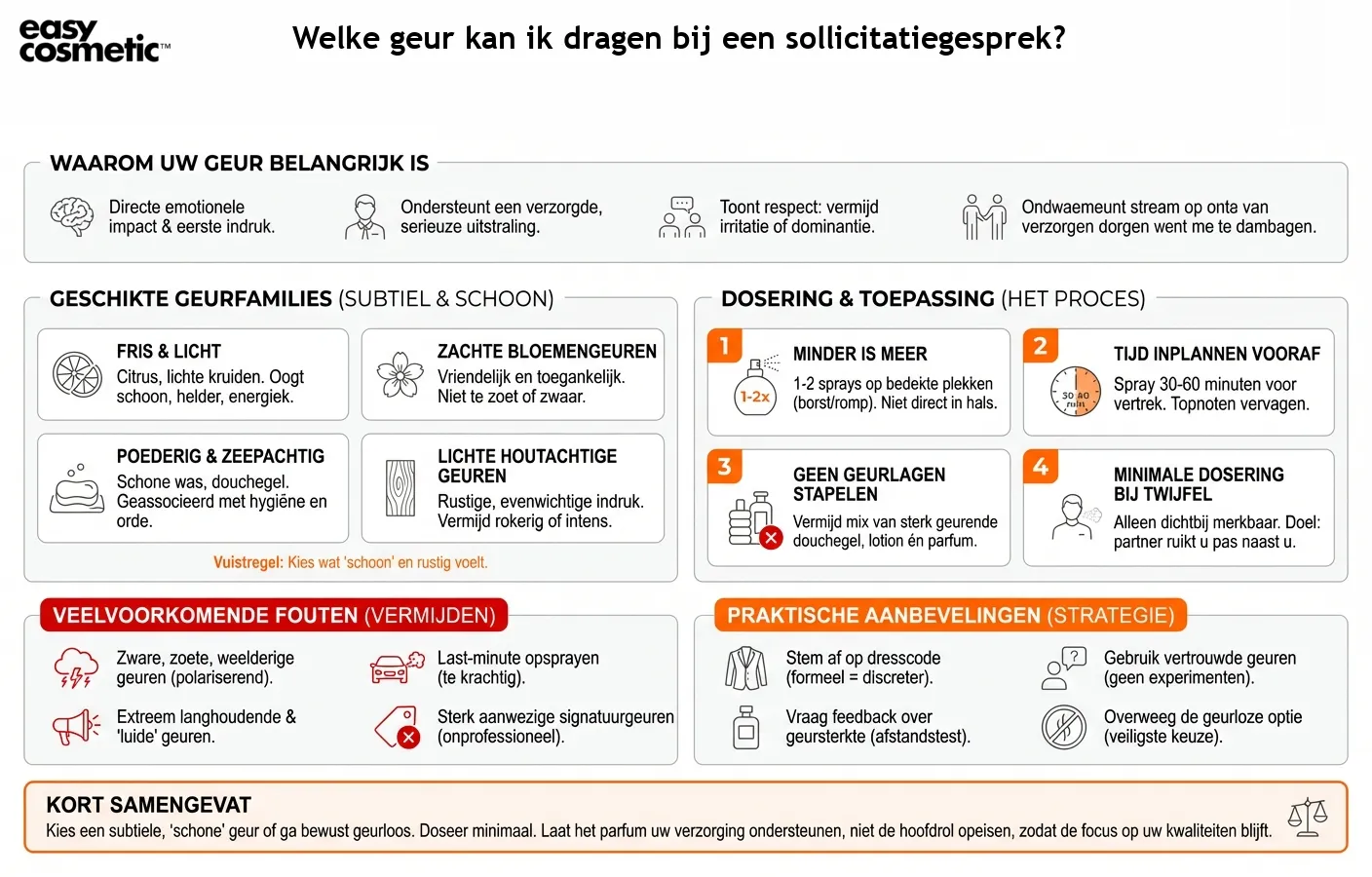 Welke geur kan ik dragen bij een sollicitatiegesprek?
