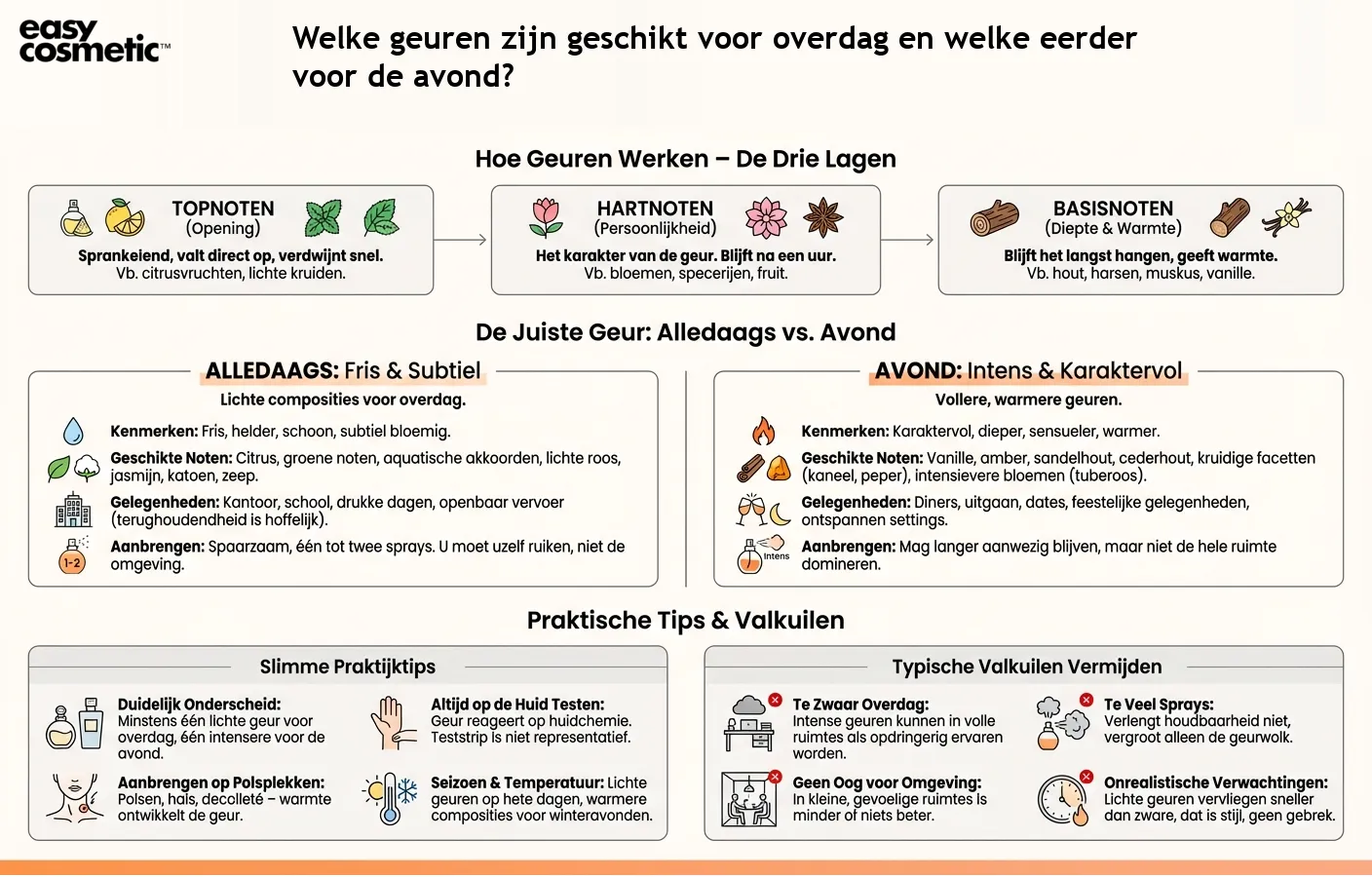 Welke geuren zijn geschikt voor overdag en welke eerder voor de avond?