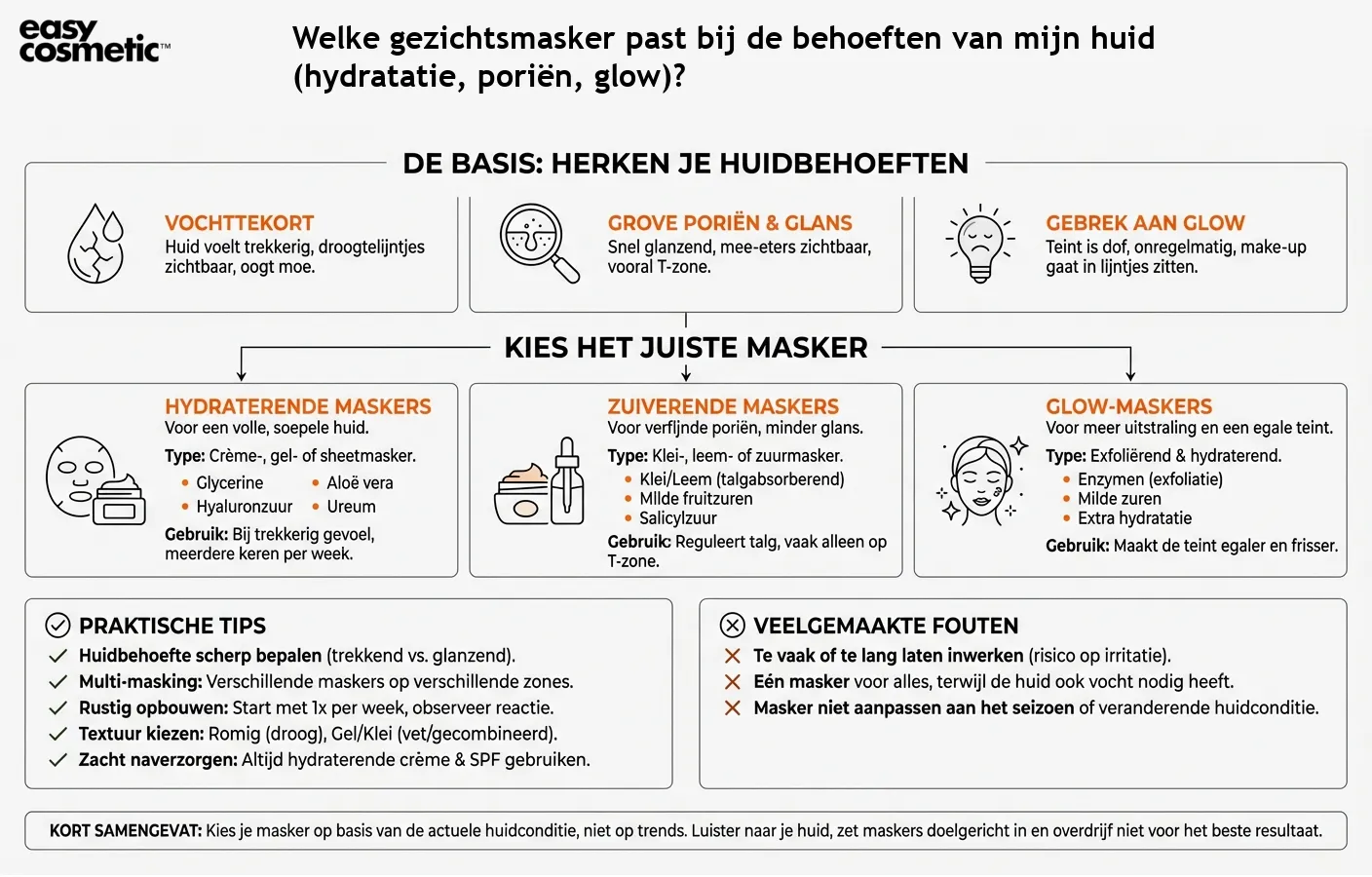 Welke gezichtsmasker past bij de behoeften van mijn huid (hydratatie, poriën, glow)?