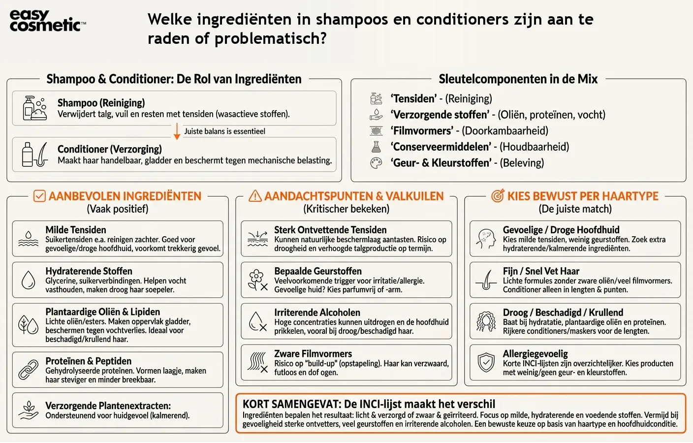 Welke ingrediënten in shampoos en conditioners zijn aan te raden of problematisch?