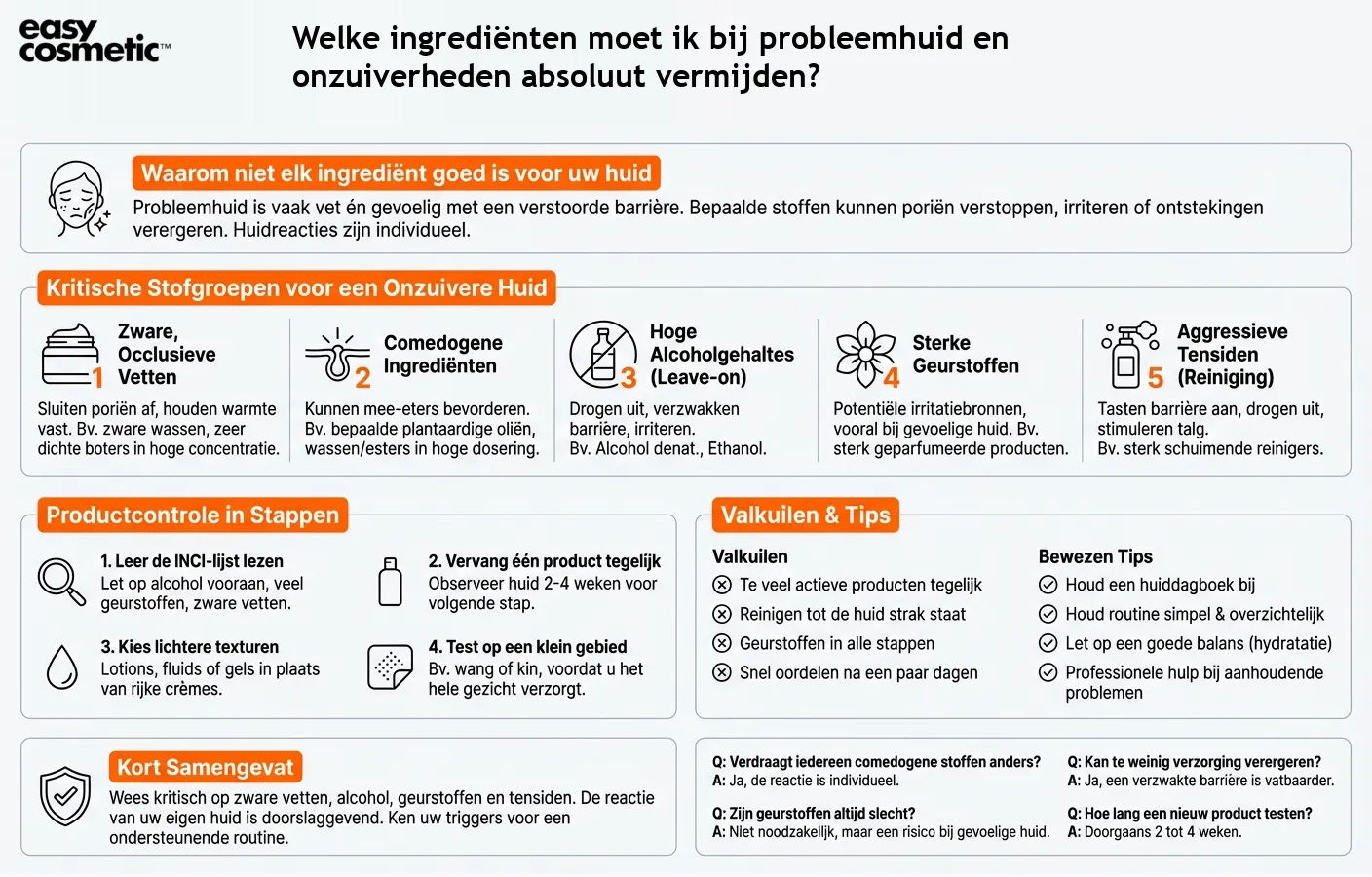 Welke ingrediënten moet ik bij probleemhuid en onzuiverheden absoluut vermijden?