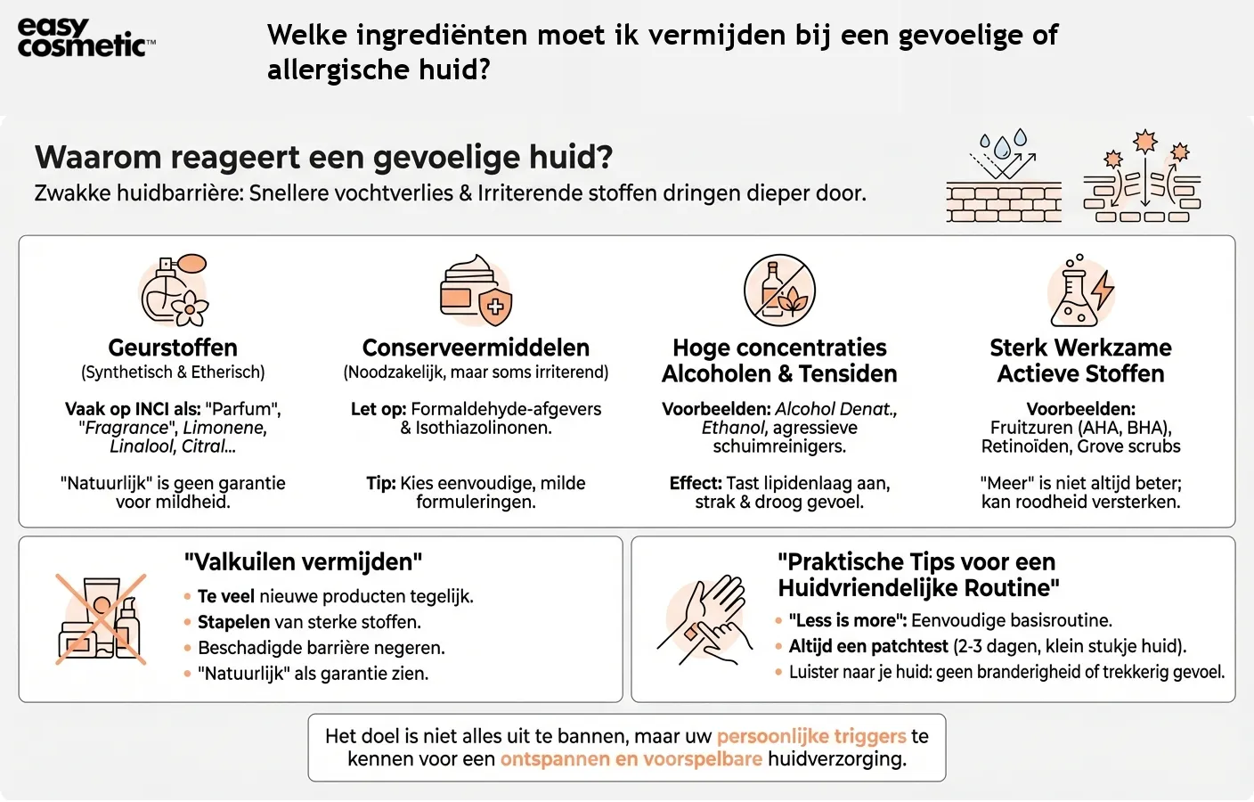 Welke ingrediënten moet ik vermijden bij een gevoelige of allergische huid?
