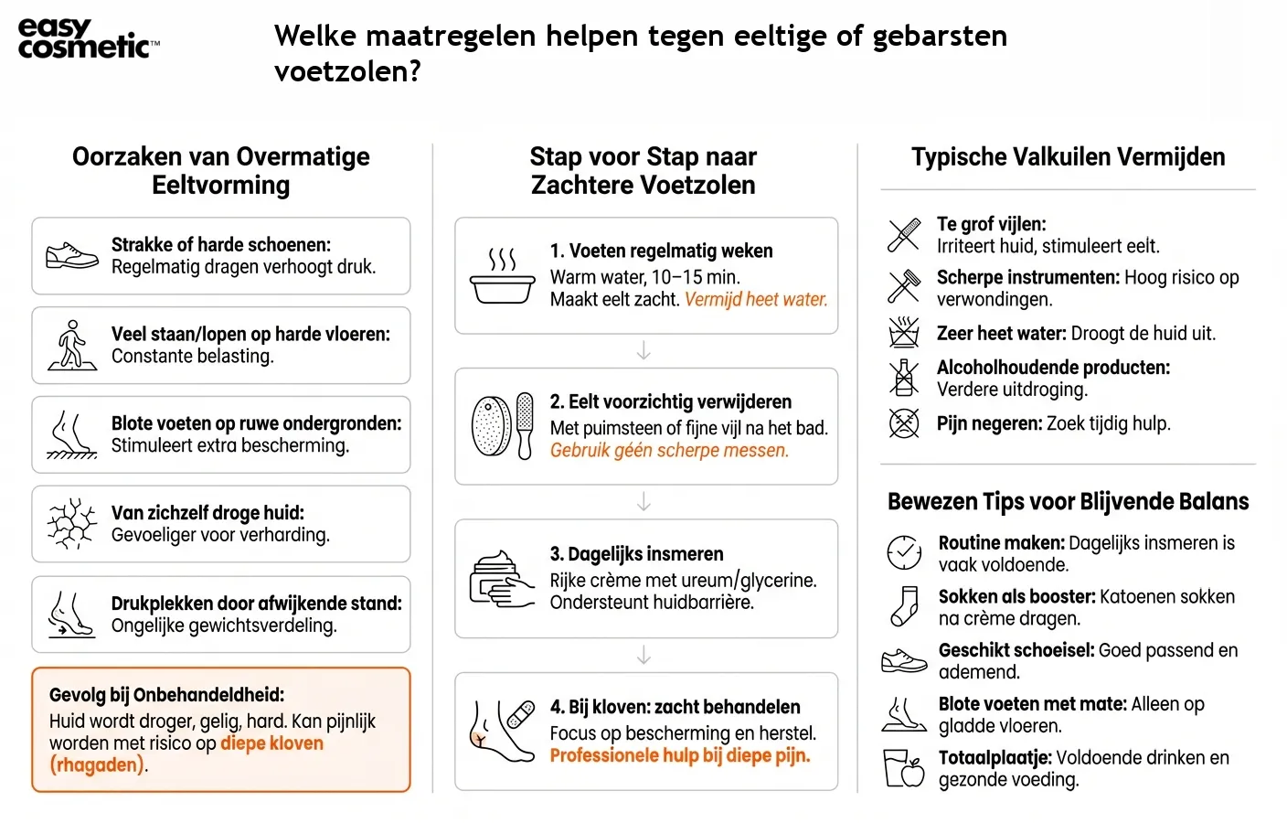 Welke maatregelen helpen tegen eeltige of gebarsten voetzolen?