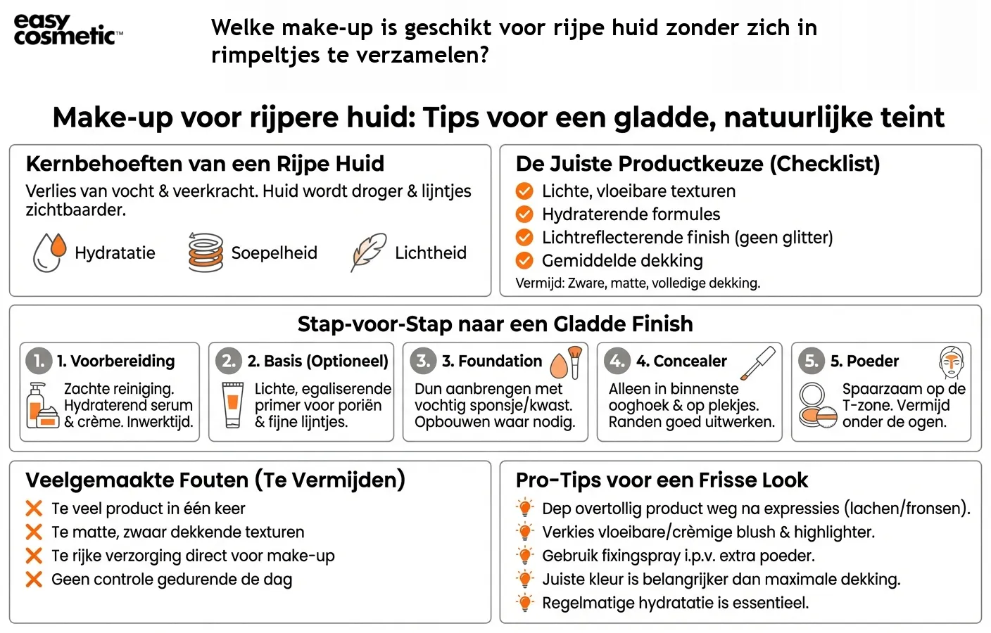 Welke make-up is geschikt voor rijpe huid zonder zich in rimpeltjes te verzamelen?